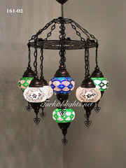 9-BALL Turkish Sultan Mosaic Chandelier With (MEDIUM) GLOBES ,ID:161 - TurkishLights.NET