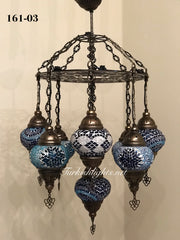 9-BALL Turkish Sultan Mosaic Chandelier With (MEDIUM) GLOBES ,ID:161 - TurkishLights.NET