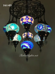 9-BALL Turkish Sultan Mosaic Chandelier With (MEDIUM) GLOBES ,ID:161 - TurkishLights.NET