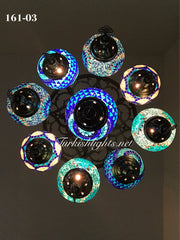 9-BALL Turkish Sultan Mosaic Chandelier With (MEDIUM) GLOBES ,ID:161 - TurkishLights.NET