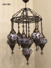 9-BALL Turkish Sultan Mosaic Chandelier With (MEDIUM) GLOBES ,ID:161 - TurkishLights.NET