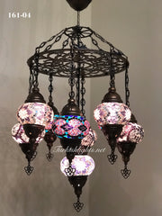 9-BALL Turkish Sultan Mosaic Chandelier With (MEDIUM) GLOBES ,ID:161 - TurkishLights.NET