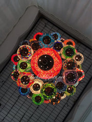 Turkish Mosaic Chandelier With 37 Large Globes  ,ID: 144, FREE SHIPPING - TurkishLights.NET