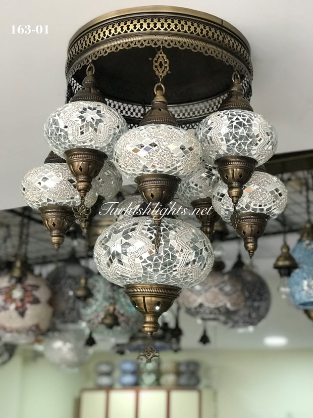 9  BALL SULTAN  CHANDELIER (Large globe) , Short Chandelier Flush Against the ceiling - TurkishLights.NET