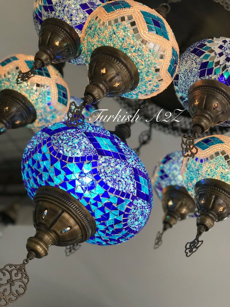 9  BALL SULTAN  CHANDELIER (Large globe) , Short Chandelier Flush Against the ceiling - TurkishLights.NET