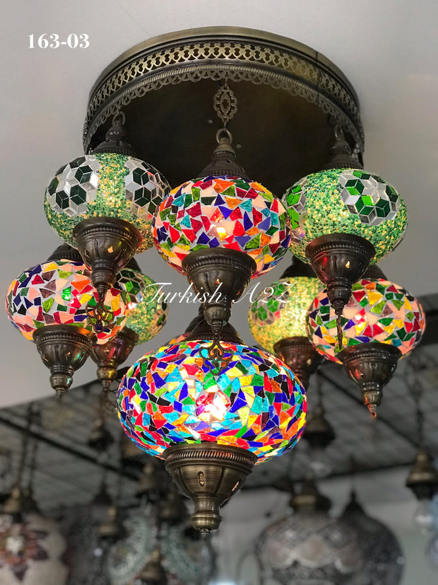 9  BALL SULTAN  CHANDELIER (Large globe) , Short Chandelier Flush Against the ceiling - TurkishLights.NET