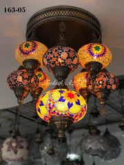 9  BALL SULTAN  CHANDELIER (Large globe) , Short Chandelier Flush Against the ceiling - TurkishLights.NET