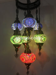 7 - BALL SULTAN TURKISH MOSAIC CHANDELIER - TurkishLights.NET