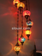 7 - BALL TURKISH MOSAIC CHANDELIER - TurkishLights.NET