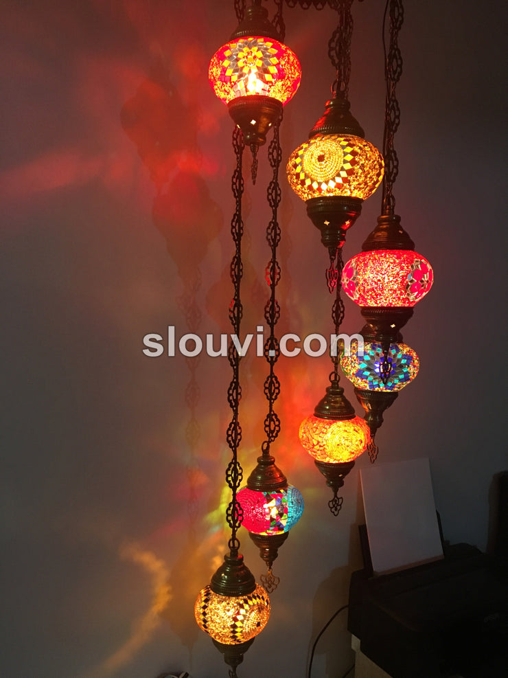 7 - BALL TURKISH MOSAIC CHANDELIER - TurkishLights.NET