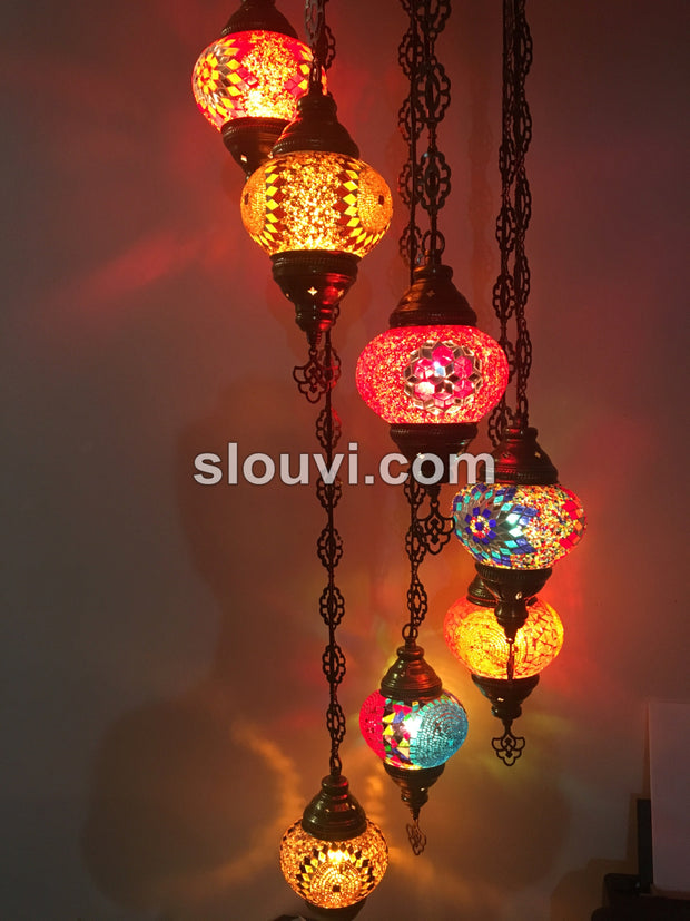 7 - BALL TURKISH MOSAIC CHANDELIER - TurkishLights.NET