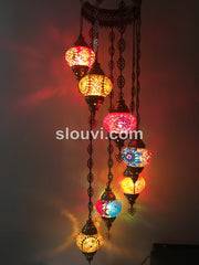 7 - BALL TURKISH MOSAIC CHANDELIER - TurkishLights.NET