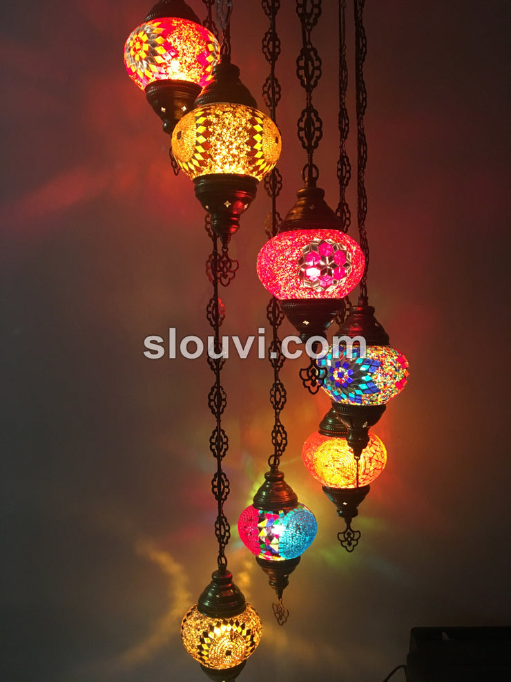 7 - BALL TURKISH MOSAIC CHANDELIER - TurkishLights.NET