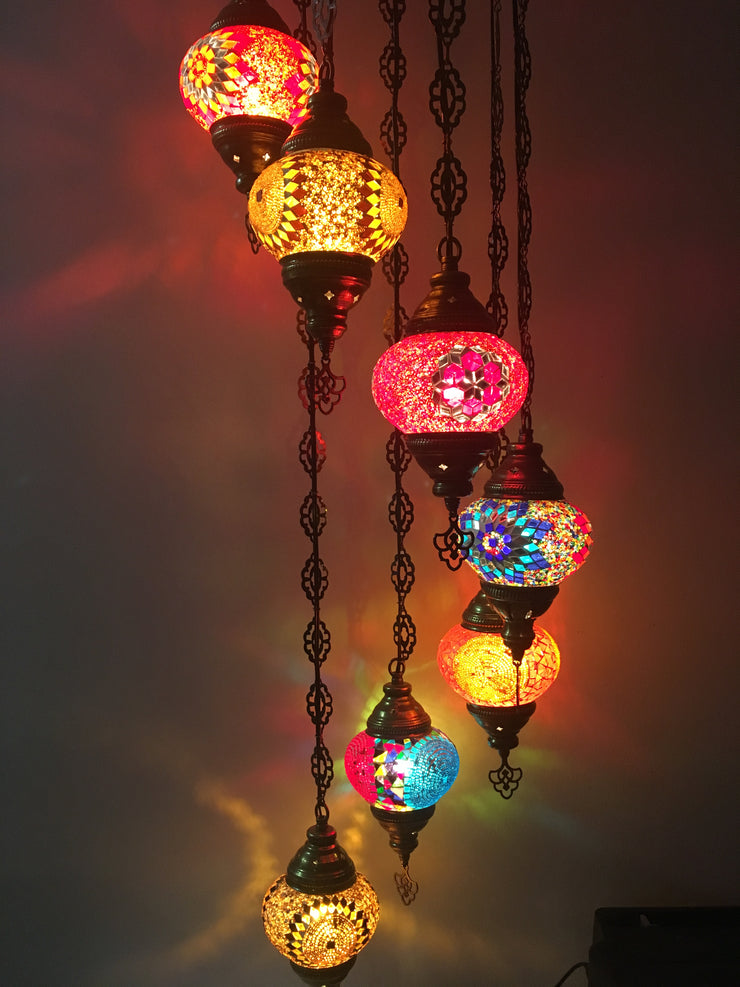 7 - BALL TURKISH MOSAIC CHANDELIER - TurkishLights.NET