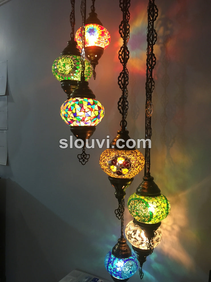 7 - BALL TURKISH MOSAIC CHANDELIER - TurkishLights.NET