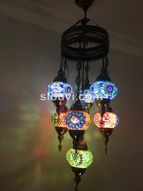 7 Ball Sultan Chandelier – Turkish Lights & Mosaic Lamps