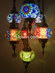 7 - BALL SULTAN TURKISH MOSAIC CHANDELIER - TurkishLights.NET