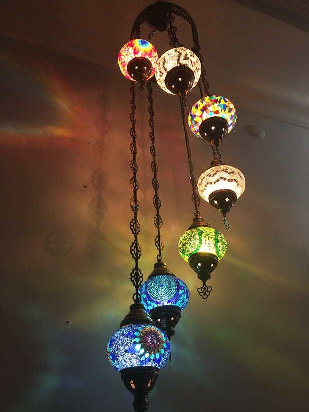 7 - BALL TURKISH MOSAIC CHANDELIER - TurkishLights.NET