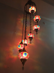 7 - BALL TURKISH MOSAIC CHANDELIER - TurkishLights.NET