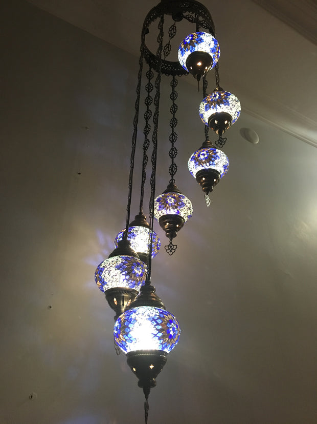 7 - BALL TURKISH MOSAIC CHANDELIER - TurkishLights.NET