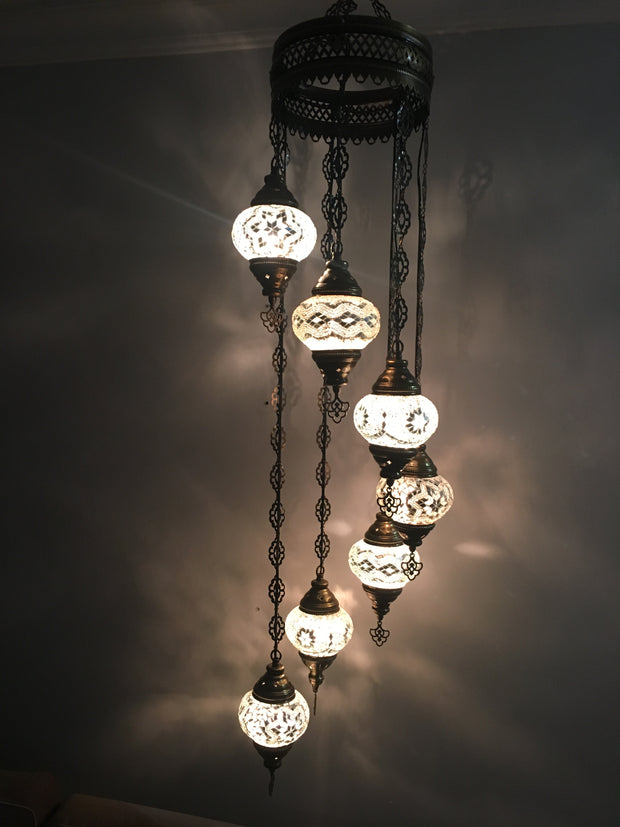 7 - BALL TURKISH MOSAIC CHANDELIER - TurkishLights.NET