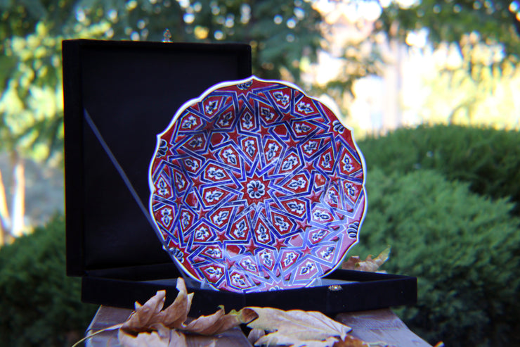 HAND MADE TURKISH CERAMIC PLATE, 30 cm(11.8"), WITH CASE NO30 - TurkishLights.NET