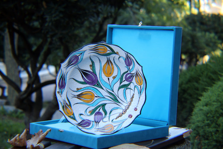 HAND MADE TURKISH CERAMIC PLATE, 30 cm(11.8"), WITH CASE NO33 - TurkishLights.NET