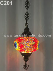 Turkish Handmade Mosaic  Hanging Lamp - Large Globe - TurkishLights.NET