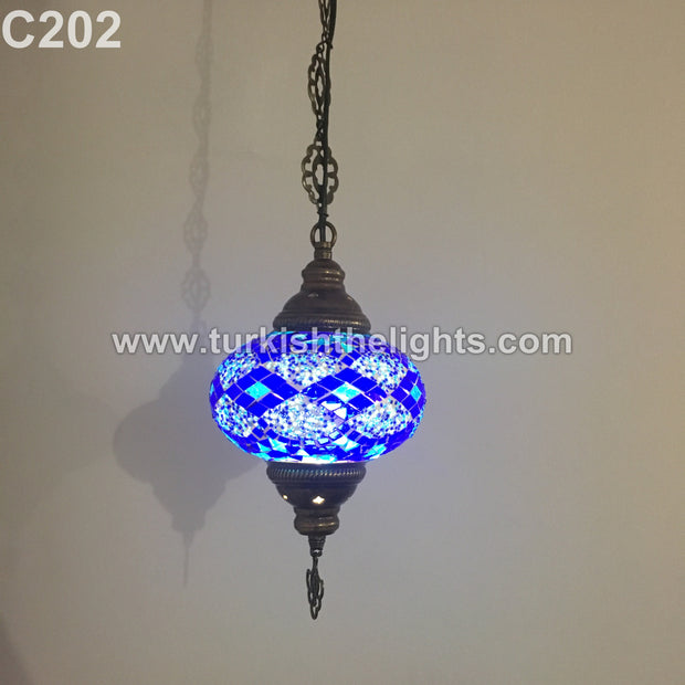 Turkish Handmade Mosaic  Hanging Lamp - Large Globe - specıal edıtıon - TurkishLights.NET