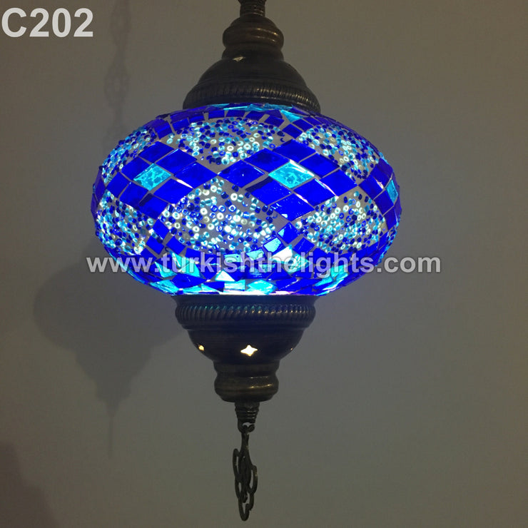 Turkish Handmade Mosaic  Hanging Lamp - Large Globe - specıal edıtıon - TurkishLights.NET