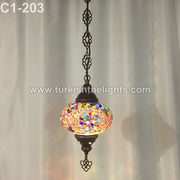 Turkish Handmade Mosaic  Hanging Lamp - Large Globe - TurkishLights.NET