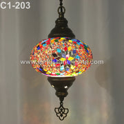 Turkish Handmade Mosaic  Hanging Lamp - Large Globe - TurkishLights.NET