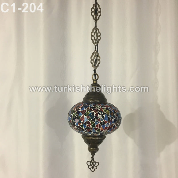 Turkish Handmade Mosaic  Hanging Lamp - Large Globe - TurkishLights.NET