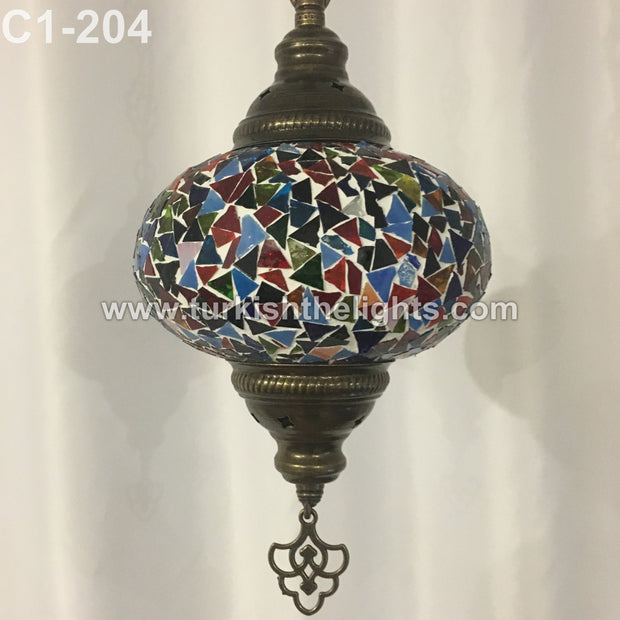 Turkish Handmade Mosaic  Hanging Lamp - Large Globe - TurkishLights.NET