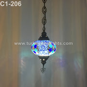 Turkish Handmade Mosaic  Hanging Lamp - Large Globe - TurkishLights.NET