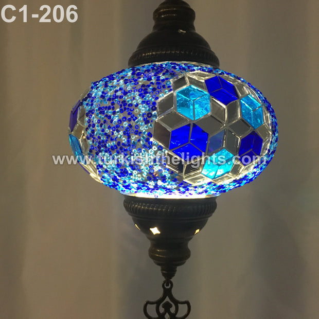 Turkish Handmade Mosaic  Hanging Lamp - Large Globe - TurkishLights.NET