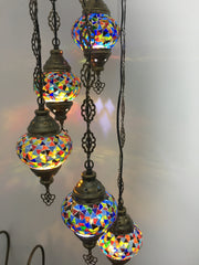 5 BALL TURKISH MOSAIC CHANDELIER - TurkishLights.NET