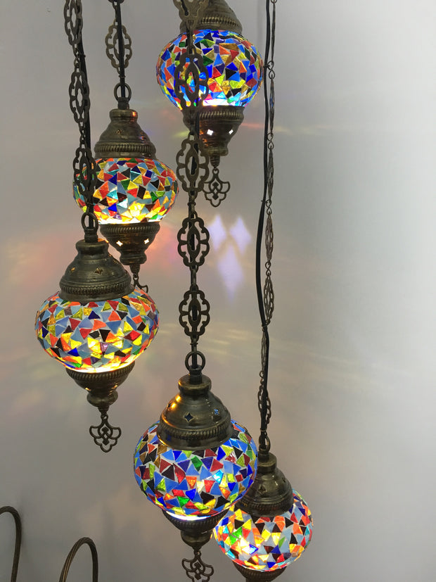 5 BALL TURKISH MOSAIC CHANDELIER - TurkishLights.NET