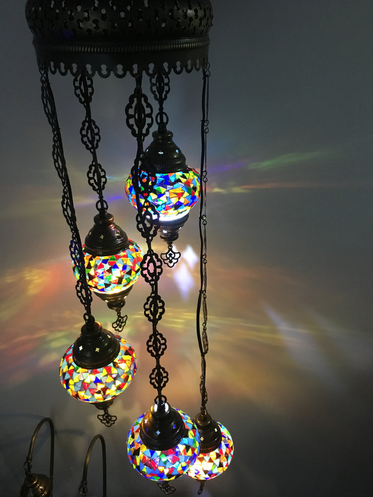 5 BALL TURKISH MOSAIC CHANDELIER - TurkishLights.NET