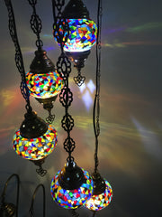 5 BALL TURKISH MOSAIC CHANDELIER - TurkishLights.NET