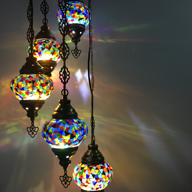 5 BALL TURKISH MOSAIC CHANDELIER - TurkishLights.NET