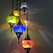 5 BALL TURKISH MOSAIC CHANDELIER MIX GLOBES - TurkishLights.NET