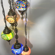 5 BALL TURKISH MOSAIC CHANDELIER MIX GLOBES - TurkishLights.NET