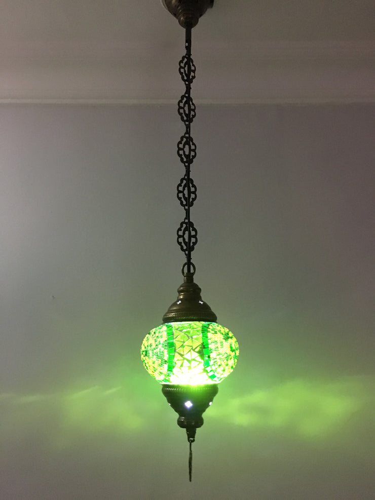 Turkish Handmade Mosaic  Hanging Lamp, medium globe - TurkishLights.NET