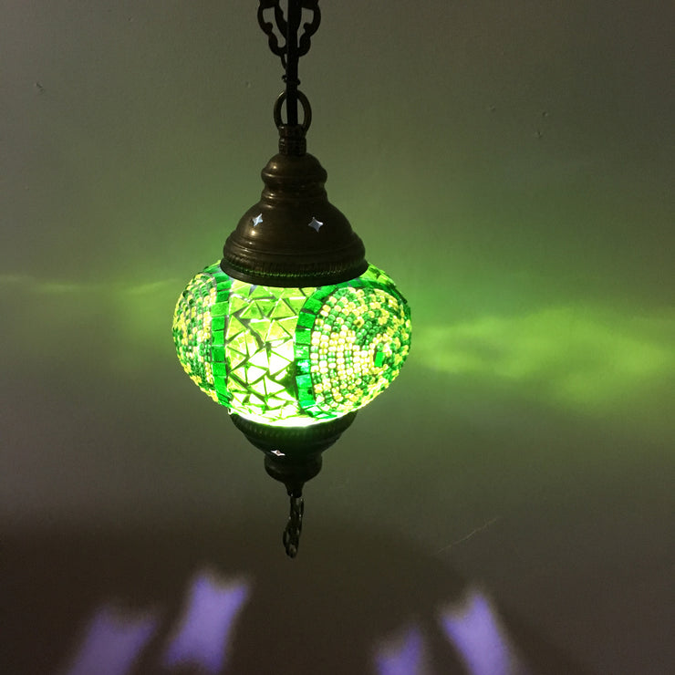 Turkish Handmade Mosaic  Hanging Lamp, medium globe - TurkishLights.NET