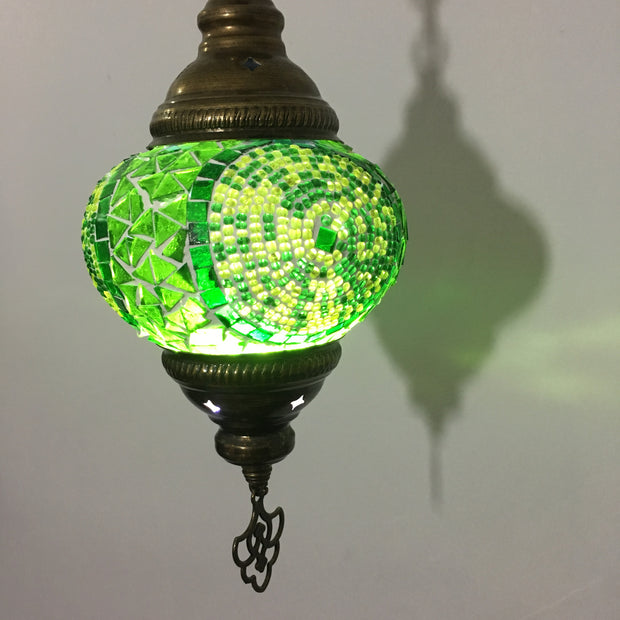 Turkish Handmade Mosaic  Hanging Lamp, medium globe - TurkishLights.NET