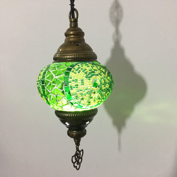 Turkish Handmade Mosaic  Hanging Lamp, medium globe - TurkishLights.NET