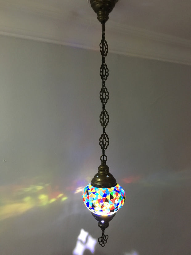 Turkish Handmade Mosaic  Hanging Lamp - Medium globe - TurkishLights.NET
