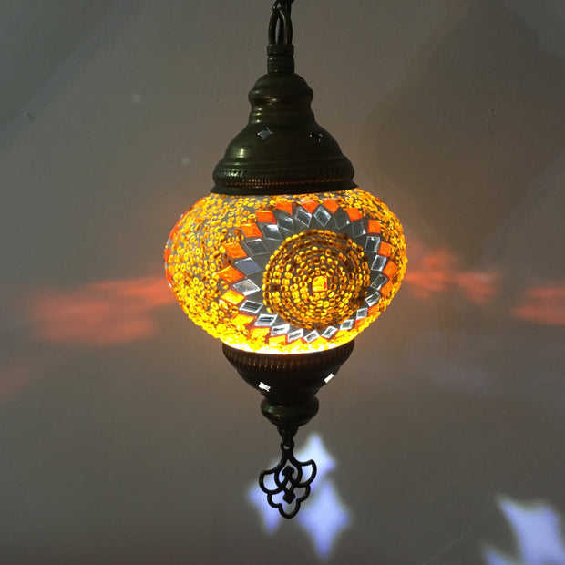 Turkish Handmade Mosaic  Hanging Lamp - Medium Globe - TurkishLights.NET