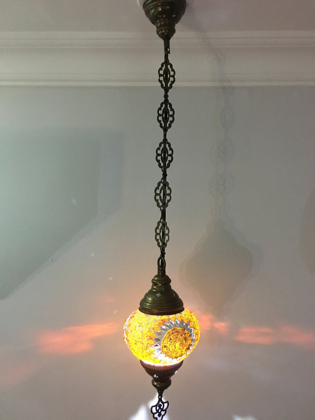 Turkish Handmade Mosaic  Hanging Lamp - Medium Globe - TurkishLights.NET
